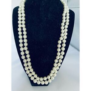 Kim Rogers Simulated Pearl Necklace 48” NWT